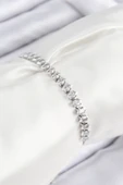 Pirinç Zirkon Taşlı Damla Model Gümüş Renk Asansörlü Kadın Bileklik - EBJ250816W37447 thumbnail 1