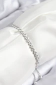 Pirinç Zirkon Taşlı Sıralı Model Gümüş Renk Asansörlü Kadın Bileklik - EBJ250816W37433 thumbnail 1