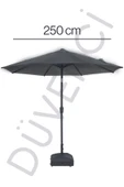 Yuvarlak Güneş Şemsiyesi Alubrella Antrasit Renk 250 CM Çap, BİDONSUZ thumbnail 3