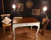 Wooding Mobilya 100 Cm Çekmeceli Masif Beyaz Ceviz Çalışma Masası - 2