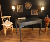 Wooding Mobilya 110 Cm Çekmeceli Masif Antrasit Çalışma Masası thumbnail 2