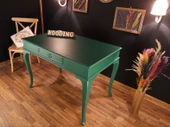 Wooding Mobilya 100 Cm Çekmeceli Masif Yeşil Çalışma Masası - 5
