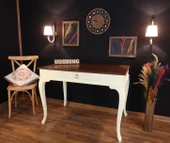 Wooding Mobilya 100 Cm Çekmeceli Masif Krem Ceviz Çalışma Masası thumbnail 4