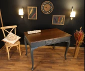 Wooding Mobilya 110 Cm Çekmeceli Masif Antrasit Ceviz Çalışma Masası thumbnail 4