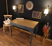 Wooding Mobilya 110 Cm Çekmeceli Masif Antrasit Natürel Çalışma Masası thumbnail 1