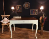 Wooding Mobilya 100 Cm Çekmeceli Masif Krem Ceviz Çalışma Masası thumbnail 1