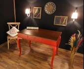 Wooding Mobilya 110 Cm Çekmeceli Masif Kırmızı Ceviz Çalışma Masası thumbnail 1