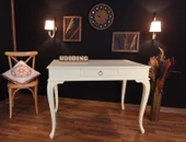 Wooding Mobilya 110 Cm Çekmeceli Masif Krem Çalışma Masası thumbnail 2