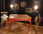 Wooding Mobilya 100 Cm Çekmeceli Masif Kırmızı Natürel Çalışma Masası - 3