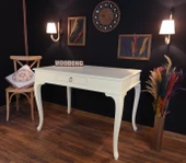 Wooding Mobilya 110 Cm Çekmeceli Masif Krem Çalışma Masası thumbnail 4