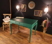 Wooding Mobilya 100 Cm Çekmeceli Masif Yeşil Çalışma Masası - 3