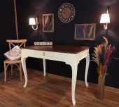 Wooding Mobilya 100 Cm Çekmeceli Masif Krem Ceviz Çalışma Masası thumbnail 5