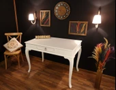 Wooding Mobilya 100 Cm Çekmeceli Masif Beyaz Çalışma Masası thumbnail 5