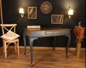 Wooding Mobilya 110 Cm Çekmeceli Masif Antrasit Ceviz Çalışma Masası thumbnail 3