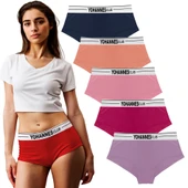 Yohannes Club, Kadın Lastik Kemerli Boyshort-Boxer Külot, Çoklu Renk, Çoklu Paket, 5'li Paket thumbnail 1