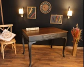 Wooding Mobilya 110 Cm Çekmeceli Masif Siyah Ceviz Çalışma Masası thumbnail 1