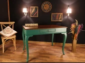 Wooding Mobilya 110 Cm Çekmeceli Masif Yeşil Ceviz Çalışma Masası - 2