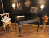 Wooding Mobilya 110 Cm Çekmeceli Masif Siyah Çalışma Masası thumbnail 5