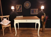 Wooding Mobilya 110 Cm Çekmeceli Masif Krem Natürel Çalışma Masası - 5