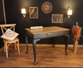 Wooding Mobilya 110 Cm Çekmeceli Masif Siyah Natürel Çalışma Masası thumbnail 2