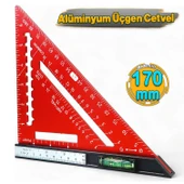 170 mm 17 cm Alüminyum Üçgen Cetvel Marangoz Gönye Metal Gövde Açılı Ölçüm Ahşap Hassas Gönye thumbnail 2