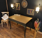 Wooding Mobilya 110 Cm Çekmeceli Masif Siyah Natürel Çalışma Masası thumbnail 1