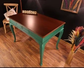 Wooding Mobilya 110 Cm Çekmeceli Masif Yeşil Ceviz Çalışma Masası - 4