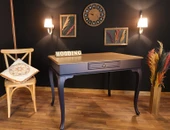 Wooding Mobilya 110 Cm Çekmeceli Masif Lacivert Natürel Çalışma Masası thumbnail 2