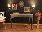 Wooding Mobilya 110 Cm Çekmeceli Masif Siyah Natürel Çalışma Masası thumbnail 4