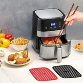 Renkli Isıya Dayanıklı Yıkanılabilir Silikon Fırın Ve Airfryer Kare Pişirme Matı 21,5 Cm thumbnail 4