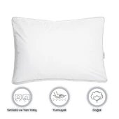 Le Vele İkiz Kaz Tüyü Körüklü Yastık - 50x70 cm - Beyaz thumbnail 2