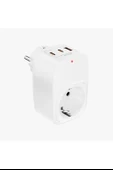 Tekli Yüksek Voltaj Korumalı Duvar Prizi 2X Type-C 1X USB Çıkışlı Priz Grup Priz Çoğaltıcı thumbnail 2