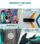 ULTTY Sup Paddle Board Seti (Şişme Paddle Board + Kürek + Pompa) Sup Board/Stand Up Paddle TURKUAZ 320-81-15 thumbnail 7