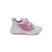 Kız Çocuk Beyaz Pembe Cırtlı Bağcıklı Sneaker Günlük Rahat Spor Ayakkabı thumbnail 4