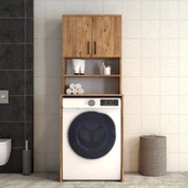 2 Kapaklı Raflı Çamaşır Makinesi Dolabı Çam - BDL0602 - 2