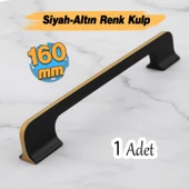 Afyon (160 mm - 16 cm) Siyah Gold Metal Mobilya Mutfak Çekmece Dolap Dolabı Kulbu Kulpu Kulpları thumbnail 1
