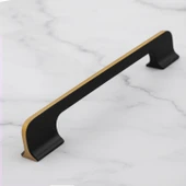 Afyon (160 mm - 16 cm) Siyah Gold Metal Mobilya Mutfak Çekmece Dolap Dolabı Kulbu Kulpu Kulpları thumbnail 4