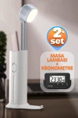2li SET Şarjlı Masa Lambası + Kronometreli Öğrenci Saati Renk Ayarlı Ders Çalışma Okuma Lambası 975 thumbnail 1