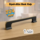 Afyon (224 mm - 22.4 cm) Siyah Gold Metal Mobilya Mutfak Çekmece Dolap Dolabı Kulbu Kulpu Kulpları thumbnail 1