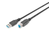 USB 3.0 Bağlantı Kablosu, USB A erkek - USB B erkek, 1.80 metre, CU, AWG 28, 2x zırhlı, UL, siyah renk - 1