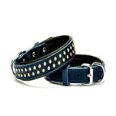 Konforlu Deri Kristal Taşlı Köpek Boyun Tasması 2 x 28-34 cm Mavi - 1