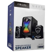 Mikado MD-370BT 38W Siyah BT/AUX/USB/FM/LED Işıklı Multimedia Speaker 2+1 Ses Sistemi thumbnail 3