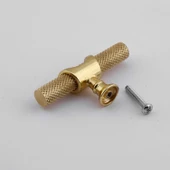Tek Vidalı Tırtıklı Lüks Gold Düğme Metal Kulp Çekmece Mobilya Mutfak Dolabı Dolap Kulbu Kulplar thumbnail 5
