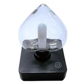 Ledx YQX-ANL95-B03 Amber Renkli Alev Efektli Dokunmatik Masa Lambası 800mAh Şarjlı (Şeffaf Kalpli) - 2