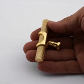 Tek Vidalı Tırtıklı Lüks Gold Düğme Metal Kulp Çekmece Mobilya Mutfak Dolabı Dolap Kulbu Kulplar thumbnail 6