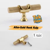 Tek Vidalı Tırtıklı Lüks Gold Düğme Metal Kulp Çekmece Mobilya Mutfak Dolabı Dolap Kulbu Kulplar thumbnail 2