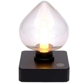 Ledx YQX-ANL95-B03 Amber Renkli Alev Efektli Dokunmatik Masa Lambası 800mAh Şarjlı (Şeffaf Kalpli) - 1