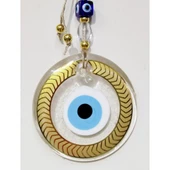 Altın Yaldızlı Nazar Boncuklu Şeffaf Cam Duvar Süsü thumbnail 2