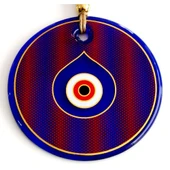 Damla Göz Modelli Yaldızlı Kırmızılı Cam Duvar Süsü Nazarlık thumbnail 1