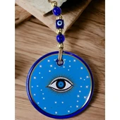 Açık Mavi Yıldız İşlemeli Göz Model Duvar Süsü Nazar Boncuklu Duvar Dekoru thumbnail 4